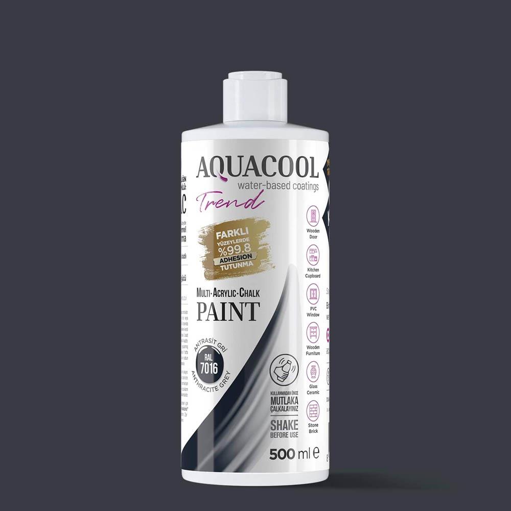Aquacool Trend Mac Su Bazlı Akrilik Boya 500 Ml Antrasit Gri (Ral 7016) resmi