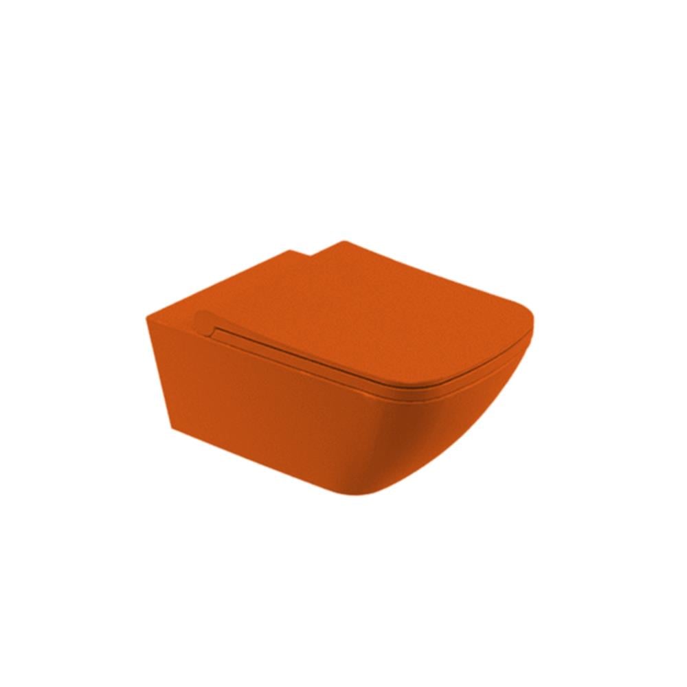 Newarc Life Rimless Asma Klozet Parlak Turuncu 5826O + Life Duroplast Turuncu Kapak 7600O resmi