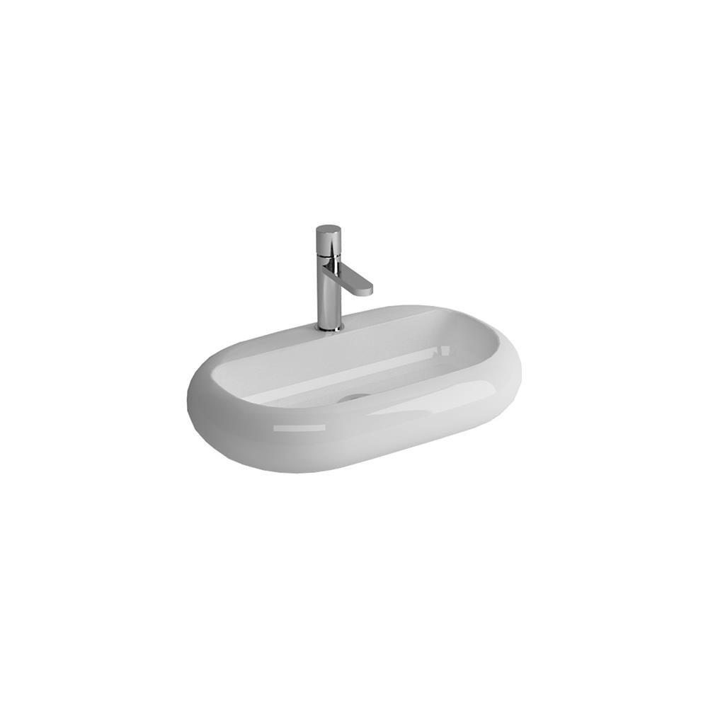 Newarc Elips Tezgah Üstü Batarya Delikli Lavabo 66X45X11Cm 5026Bt resmi