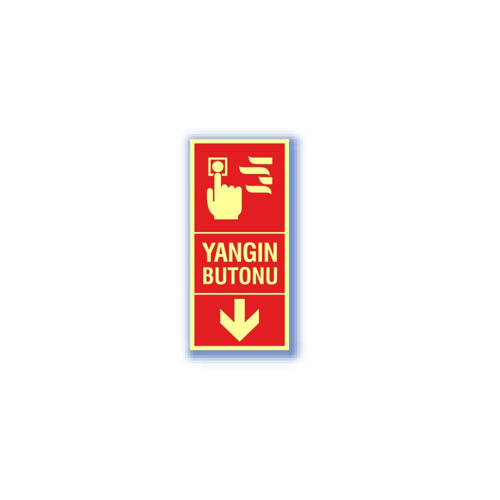 Karanlıkta Işıldayan Pvc Uyarı Levhası - Yangın Butonu 11,5X25 Cm 552616 resmi