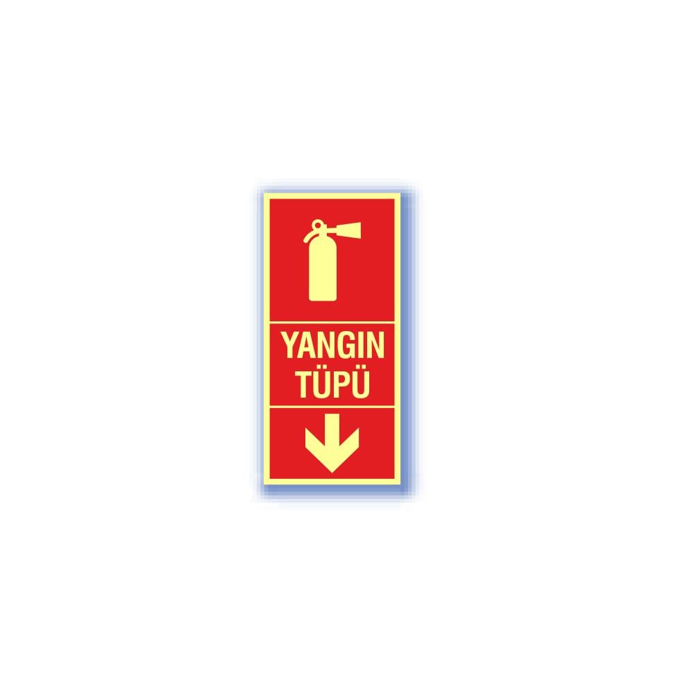 Karanlıkta Işıldayan Pvc Uyarı Levhası - Yangın Tüpü 11,5X25 Cm 552623 resmi