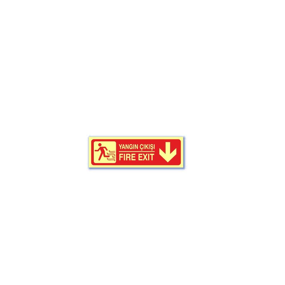 Karanlıkta Işıldayan Pvc Uyarı Levhası - Yangın Çıkışı Devam 12X36 Cm 552685 resmi