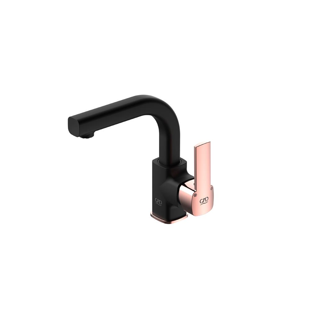 Gpd Pedra Tek Gövde Lavabo Bataryası Siyah-Rose Gold Mtl160-S-R resmi