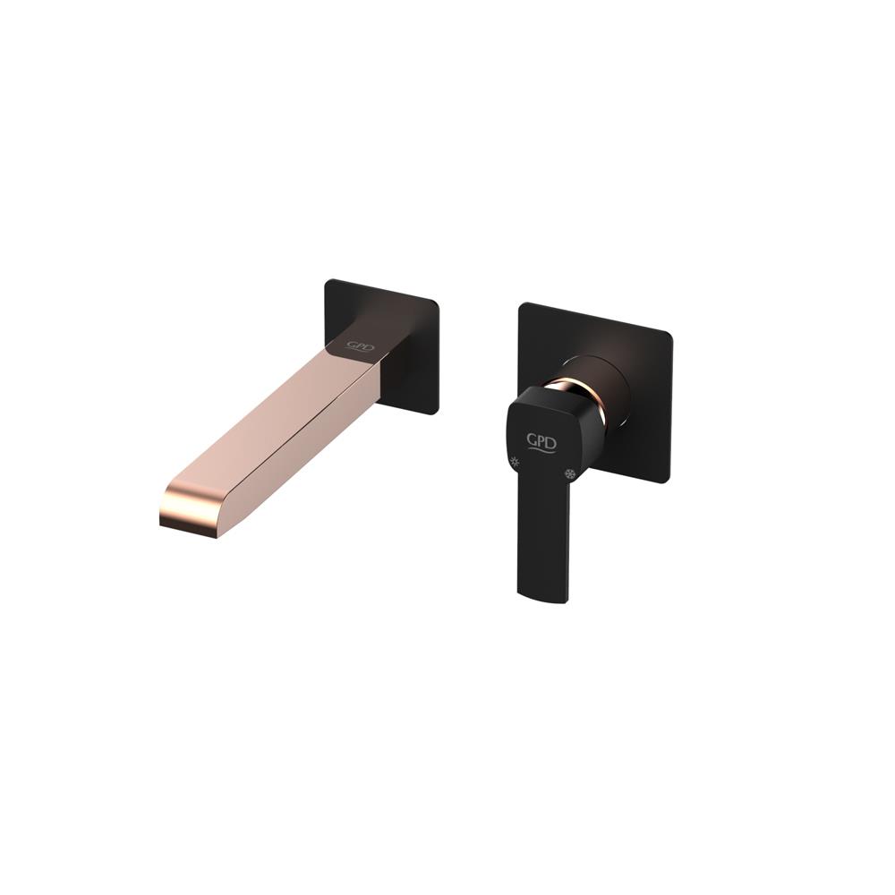Gpd Pedra Duvardan Ankastre Lavabo Bataryası Siyah-Rose Gold Mda160-S-R resmi