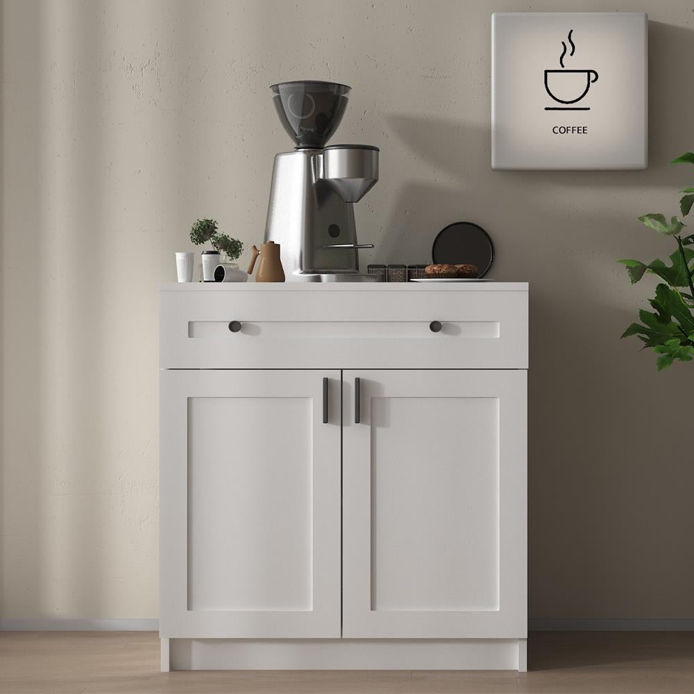 Bgr 7070 Modern Kahve Köşesi Beyaz Mutfak Dolabı resmi