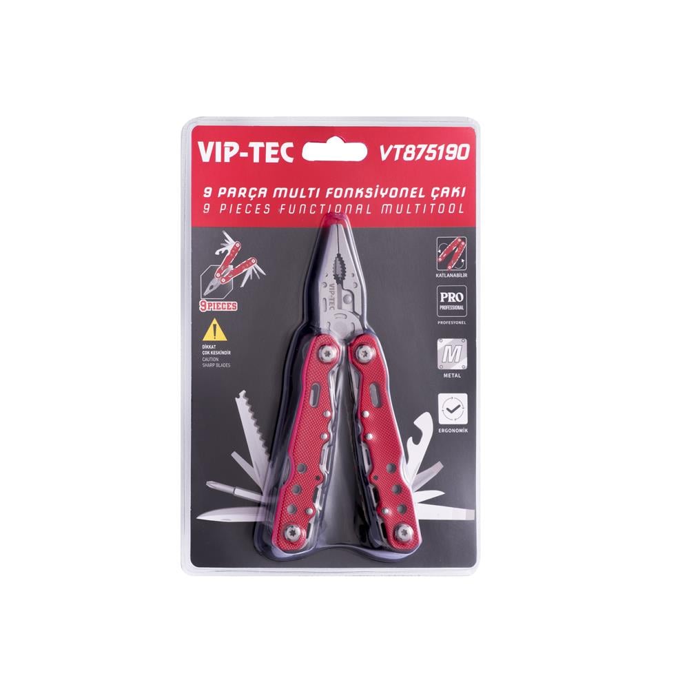Vip-Tec 9 Parça Multi Fonksiyonel Çakı Pense Seti Vt875190 resmi