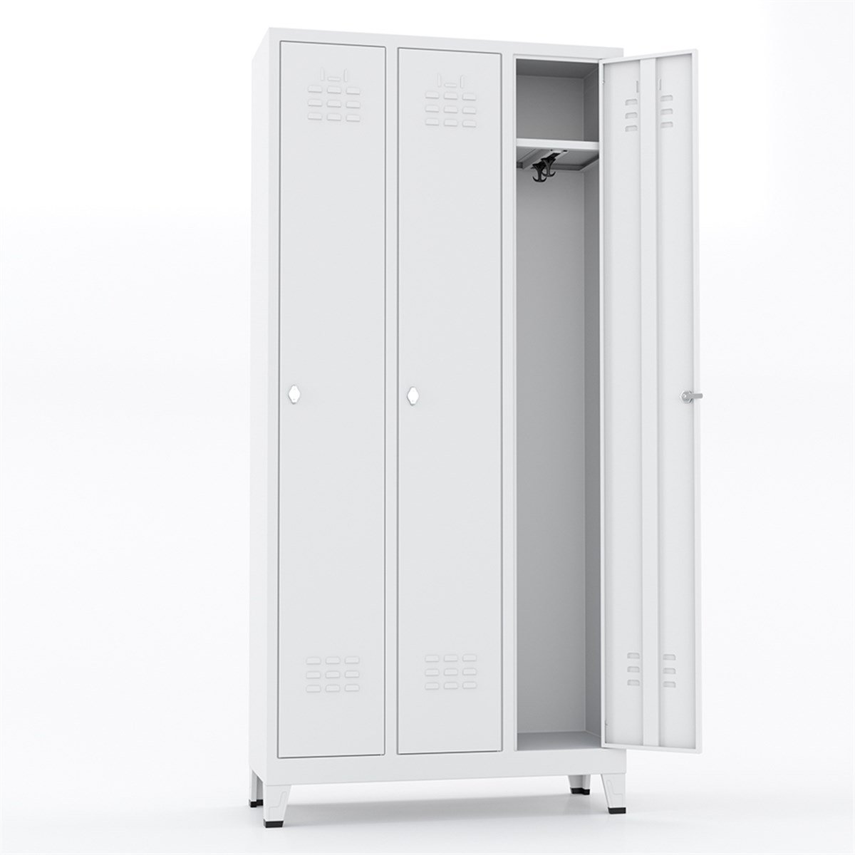 Usta Çelik Giyinme Dolabı Metal 3 Kapılı 98X37X185 U-E03 resmi