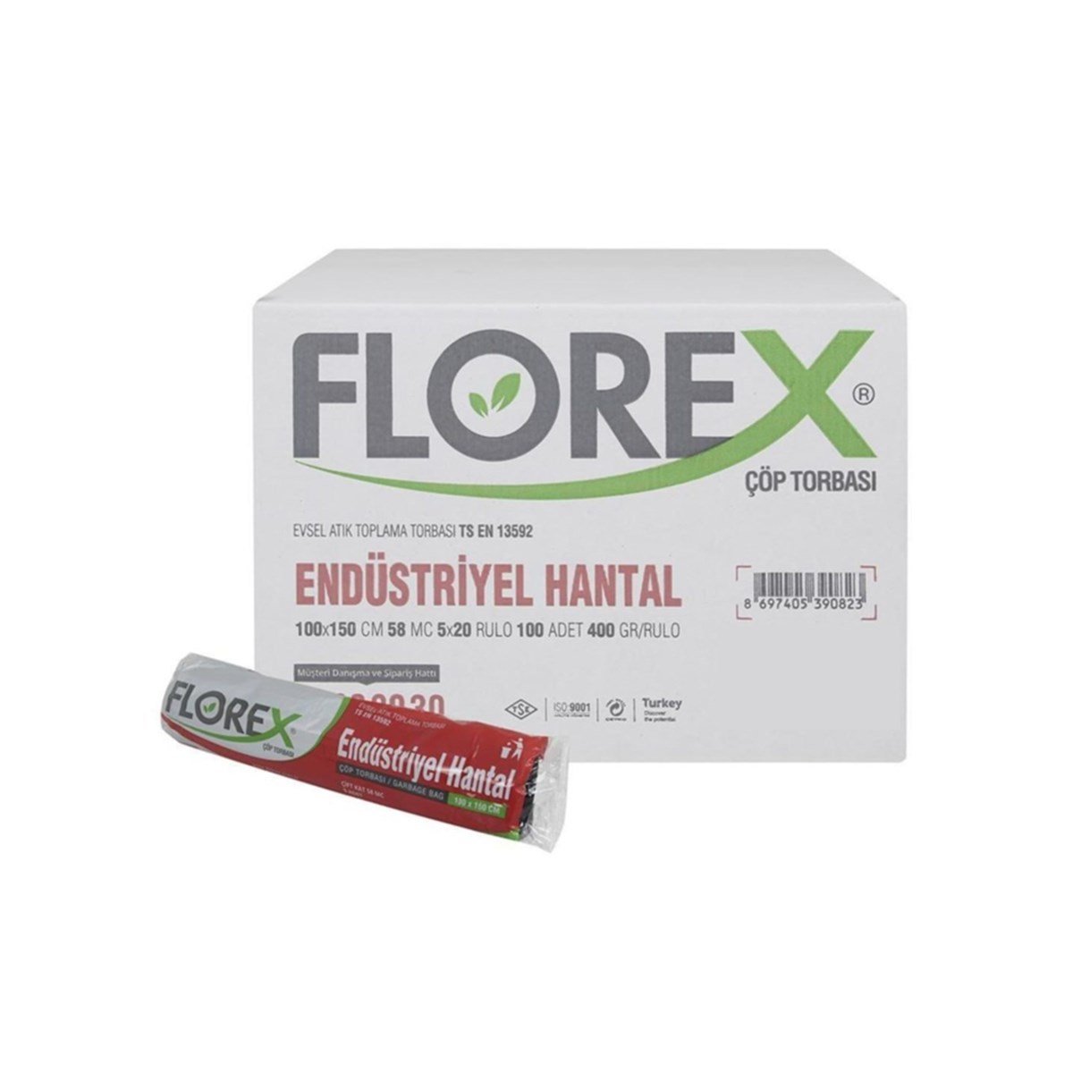 Florex 508 Endüstriyel Hantal Çöp Poşeti 100X150Cm 20 Rulo (1 Rulo 5 Adet) resmi