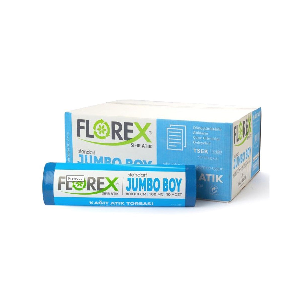 Florex 845 Geri Kazanılabilen Atıklar Baskılı Jumbo Mavi Çöp Poşeti 80X110Cm 10 Rulo (1 Rulo 10 Adet) resmi
