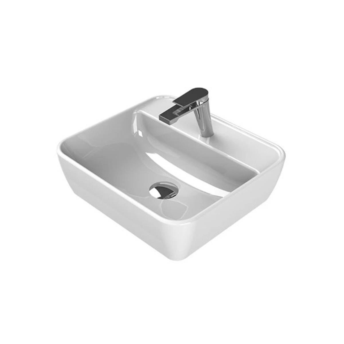 Turkuaz Cerastyle One Tezgah Üstü Batarya Delikli Lavabo 46X42Cm 076300-U resmi