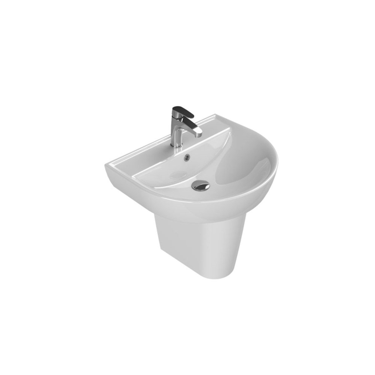 Turkuaz Bella Lavabo 50X60Cm 007800-U + Yarım Ayak 016800 resmi