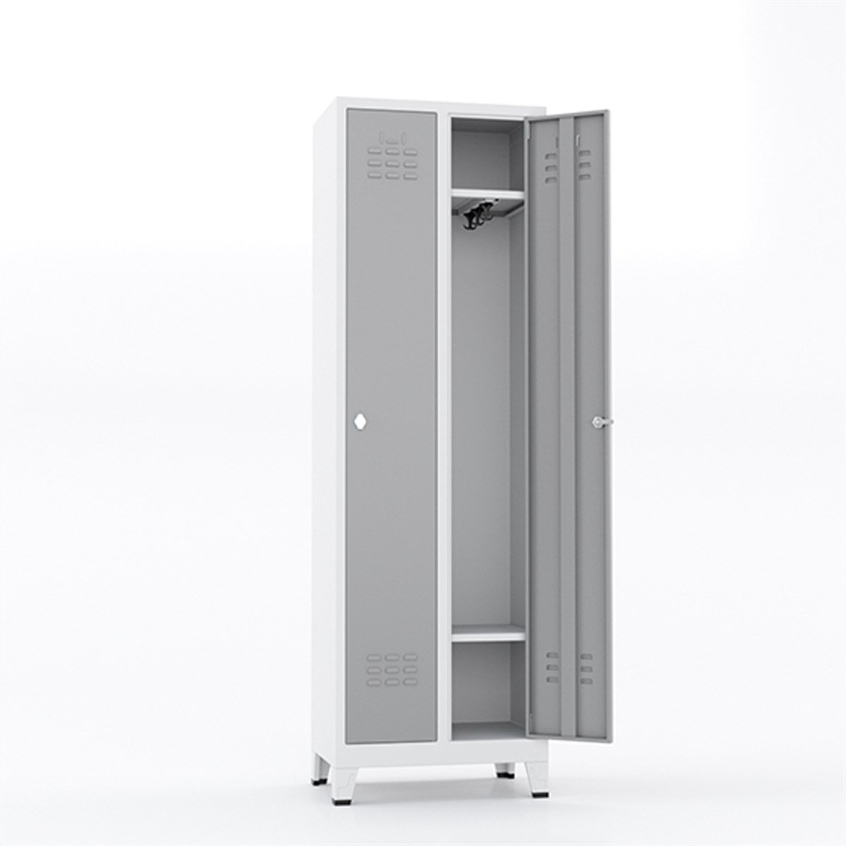 Usta Çelik Giyinme Dolabı Metal Dar Tip 2 Kapılı 61X40X185 U-D02 resmi