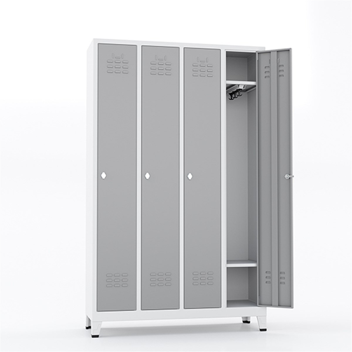 Usta Çelik Giyinme Dolabı Metal Dar Tip 4 Kapılı 119X40X185 U-D04 resmi