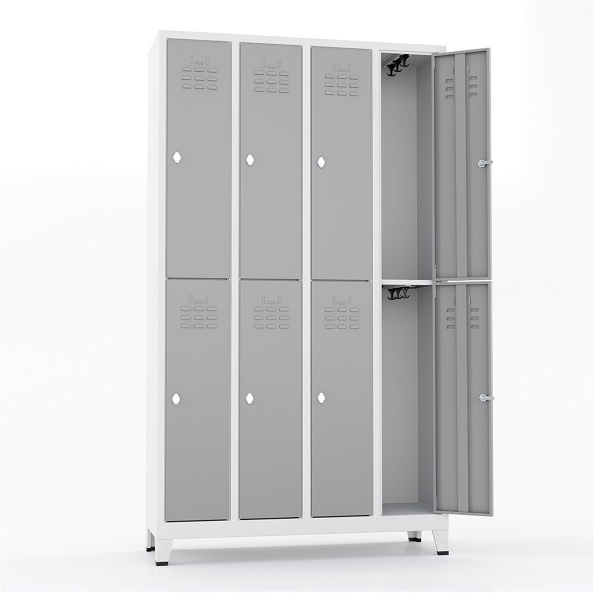 Usta Çelik Giyinme Dolabı Metal Dar Tip 8 Yarım Kapılı 119X40X198 U-S08 resmi