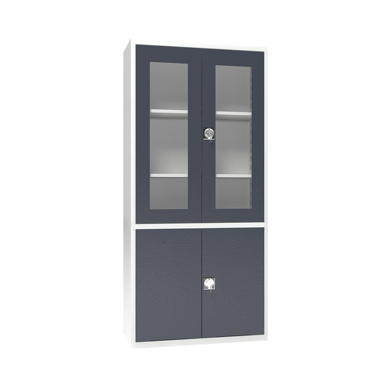 Usta Çelik Camlı Kütüphane Dolabı 195x40x92 U-ktp02  resmi