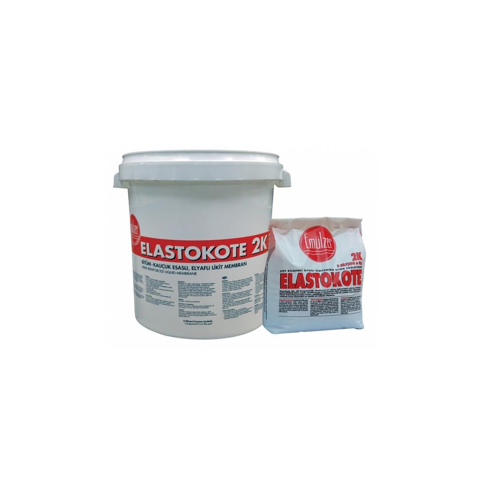 Emülzer Elastokote 2K Bitüm-Kauçuk Esaslı Çimento Elyaf Modifiyeli İki Bileşenli Likit Membran 24 Kg Bitüm + 8 Kg Toz resmi