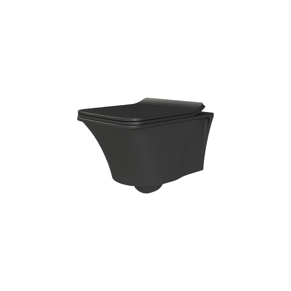 Turkuaz Cerastlye İbiza Rimless Asma Klozet Mat Siyah + Uf Yavaş Kapanan Kapak Set001050 resmi