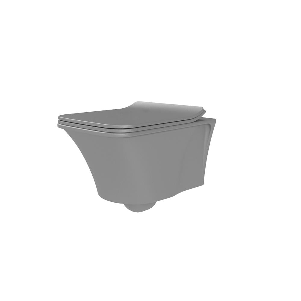 Turkuaz Cerastlye İbiza Rimless Asma Klozet Mat Gri + Uf Yavaş Kapanan Kapak Set001053 resmi