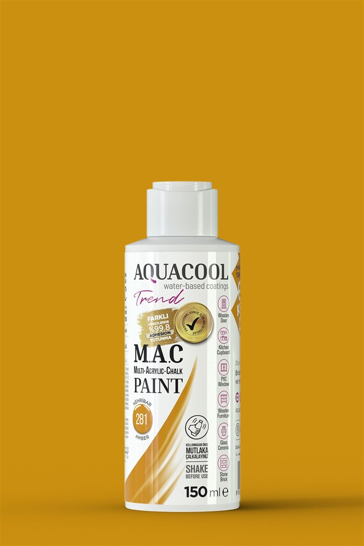 Aquacool Trend M.A.C Su Bazlı Akrilik Hobi Boyası 281 Kehribar 150 Ml resmi