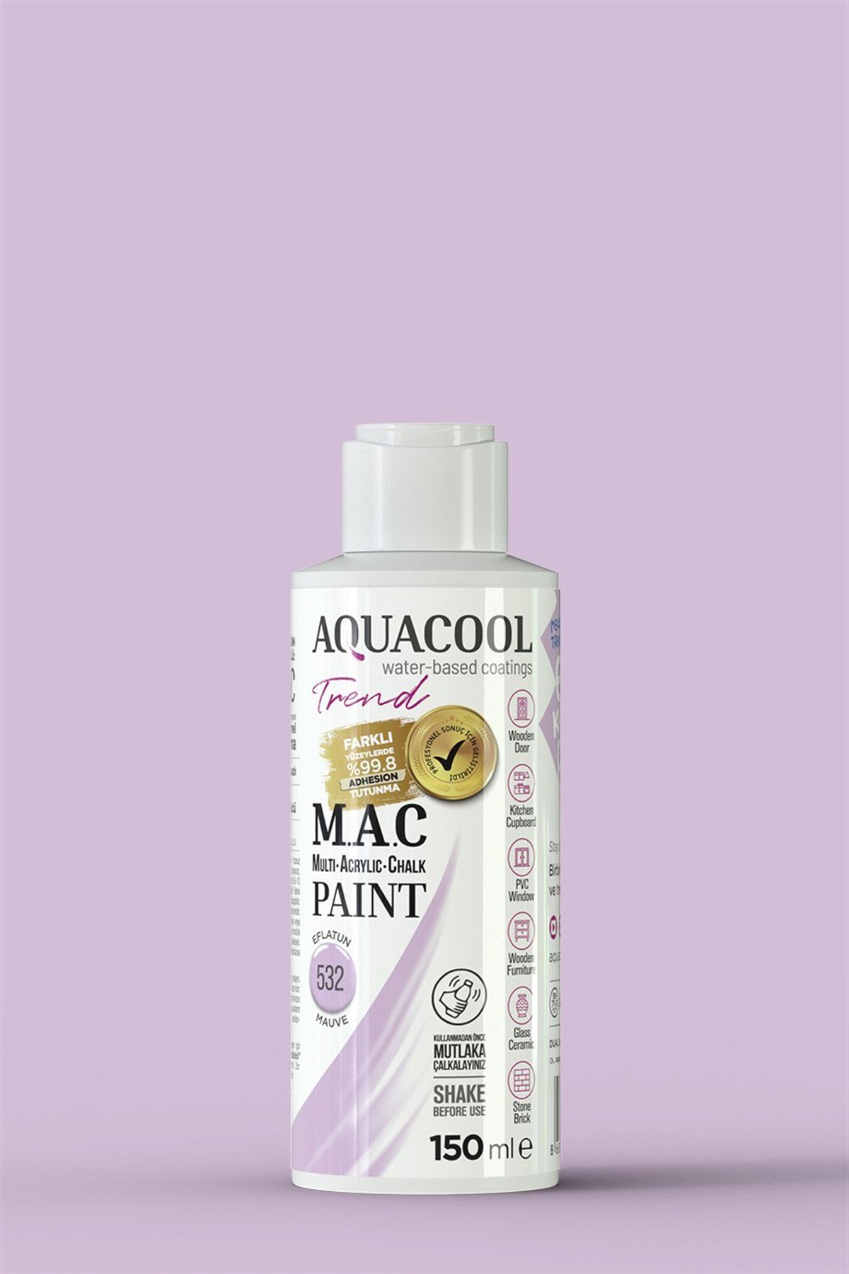Aquacool Trend M.A.C Su Bazlı Akrilik Hobi Boyası Ml 532 Eflatun 150 Ml resmi