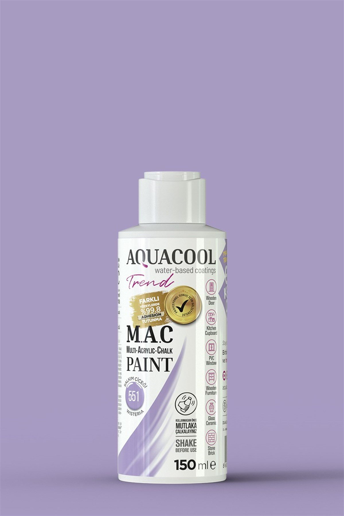 Aquacool Trend M.A.C Su Bazlı Akrilik Hobi Boyası 551 Salkım 150 Ml resmi