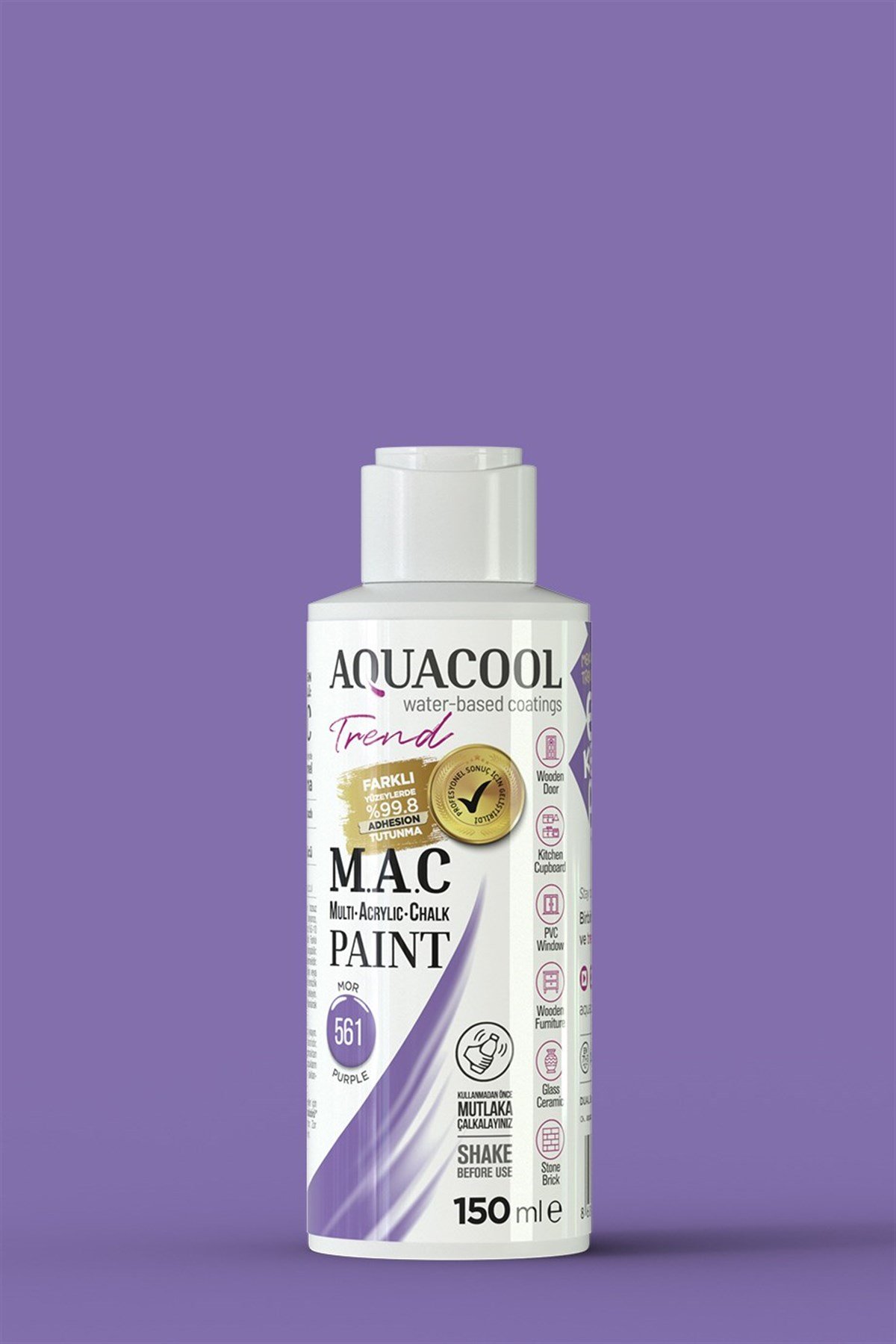 Aquacool Trend M.A.C Su Bazlı Akrilik Hobi Boyası 561 Mor 150 Ml resmi