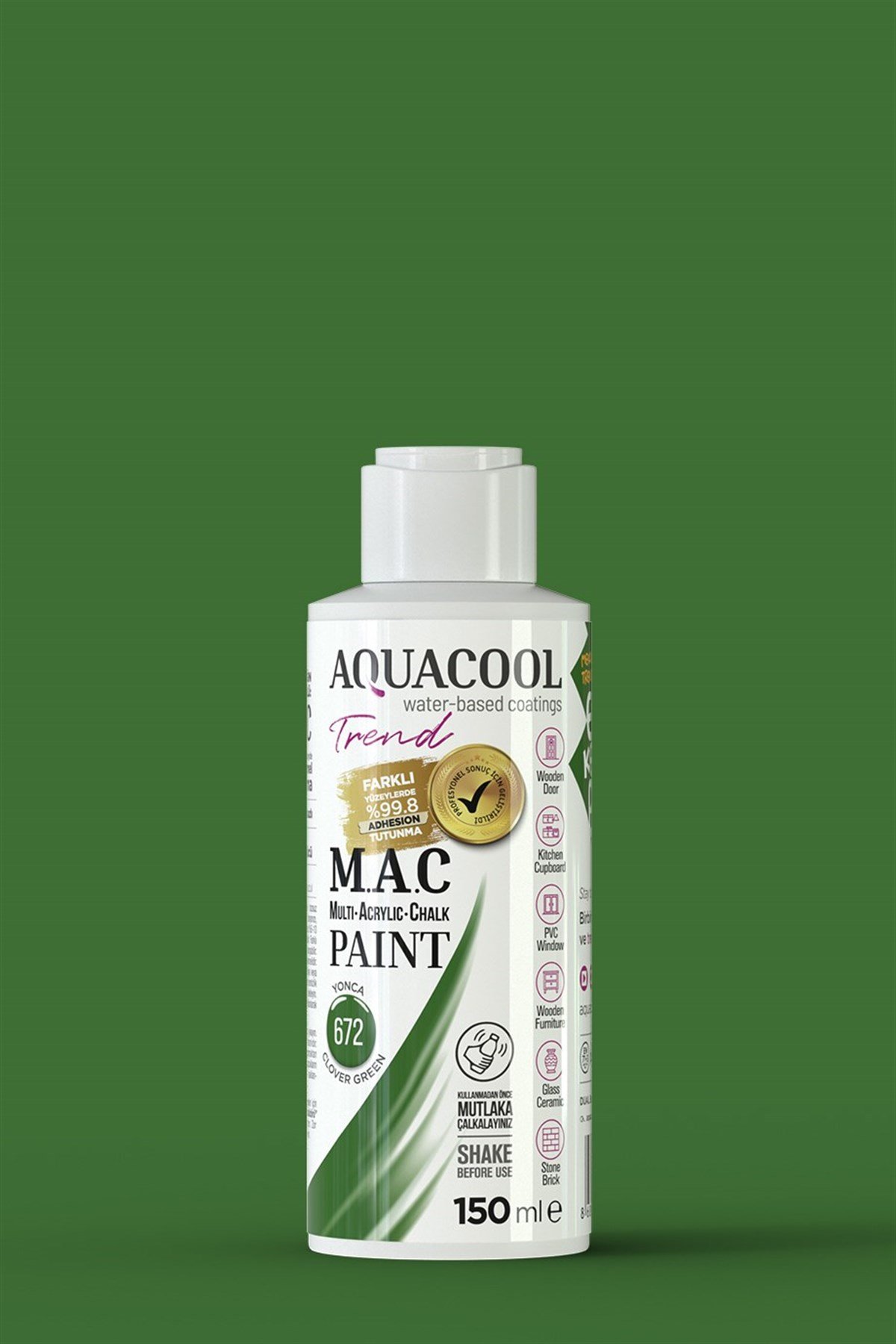 Aquacool Trend M.A.C Su Bazlı Akrilik Hobi Boyası 672 Yonca 150 Ml resmi