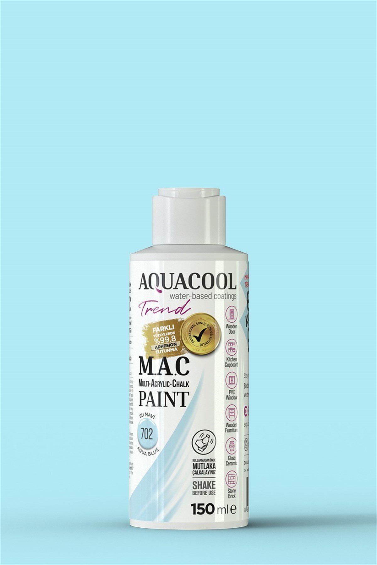 Aquacool Trend M.A.C Su Bazlı Akrilik Hobi Boyası 702 Su Mavi Ml resmi