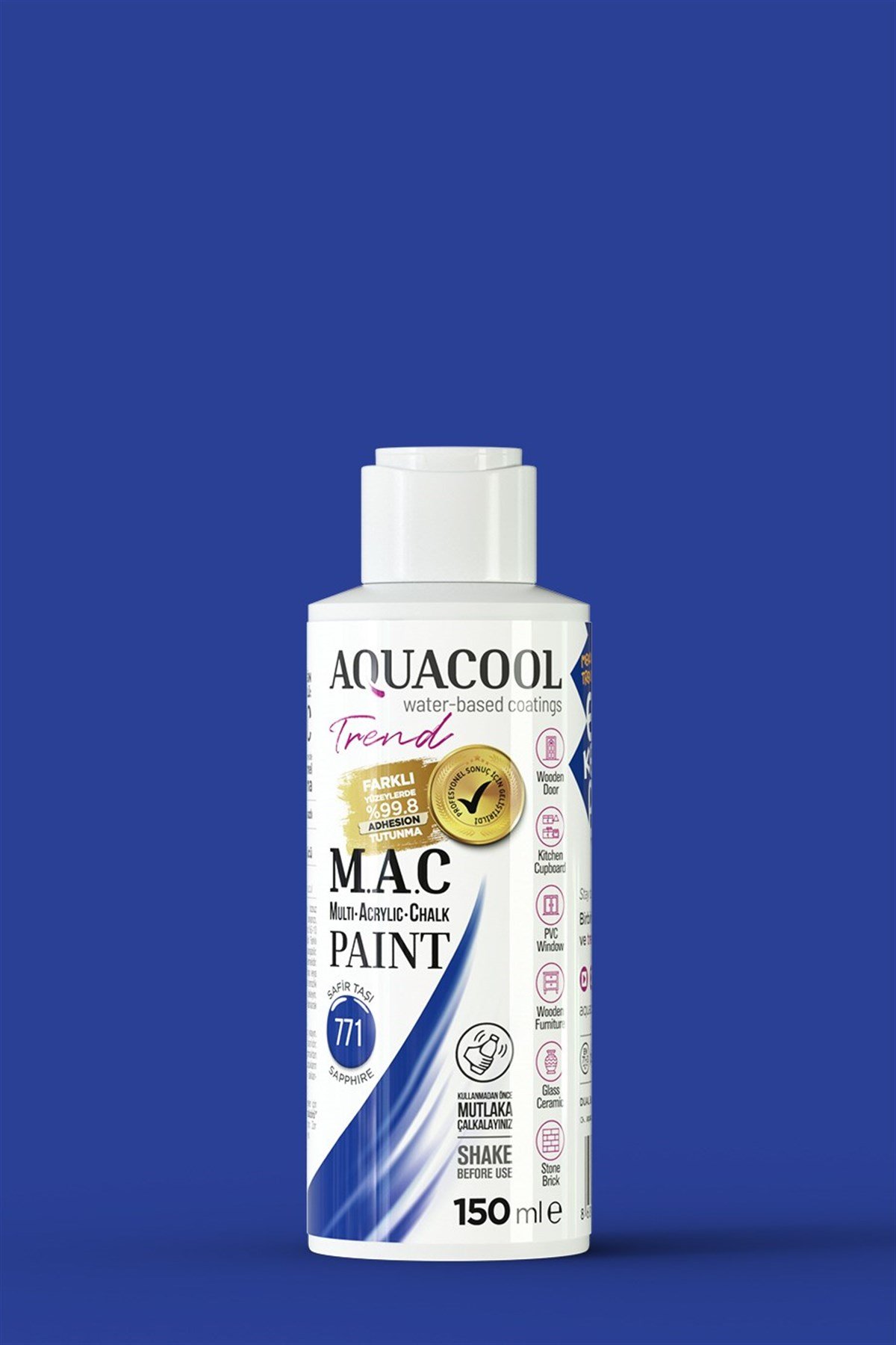 Aquacool Trend M.A.C Su Bazlı Akrilik Hobi Boyası 771 Safir Taşı 150 Ml resmi