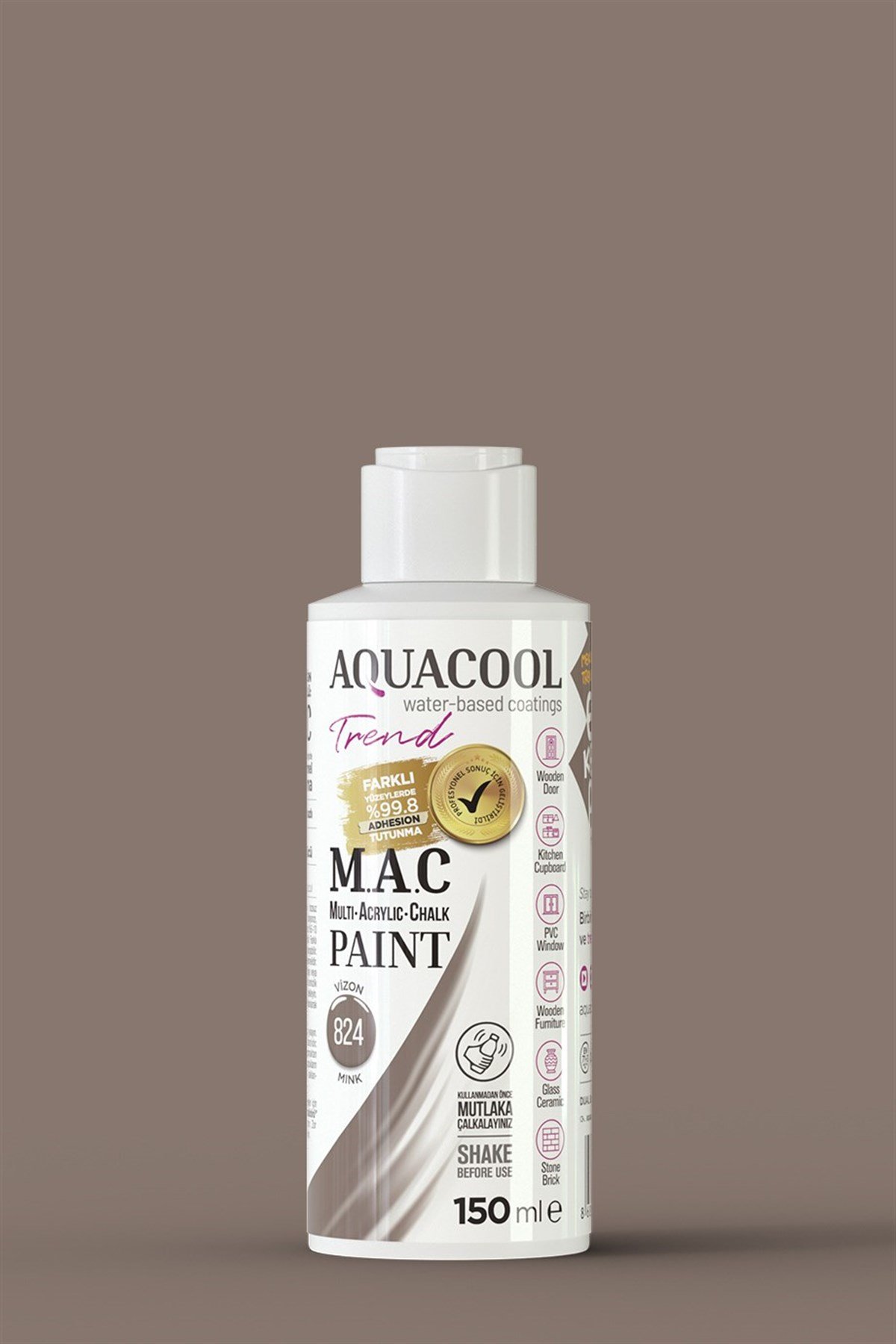 Aquacool Trend M.A.C Su Bazlı Akrilik Hobi Boyası 824 Vizon 150 Ml resmi