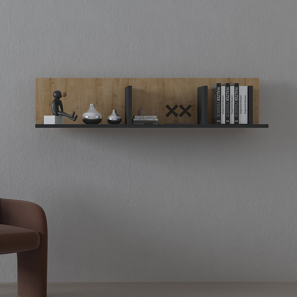 Bgr Duvar Rafı Antrasit-Safir Meşe 700-As resmi