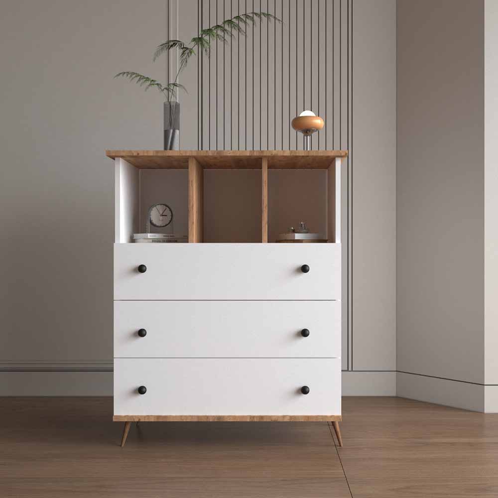 Bgr Şifonyer 3 Çekmeceli Beyaz-Atlantik Çam 5757-Baç resmi