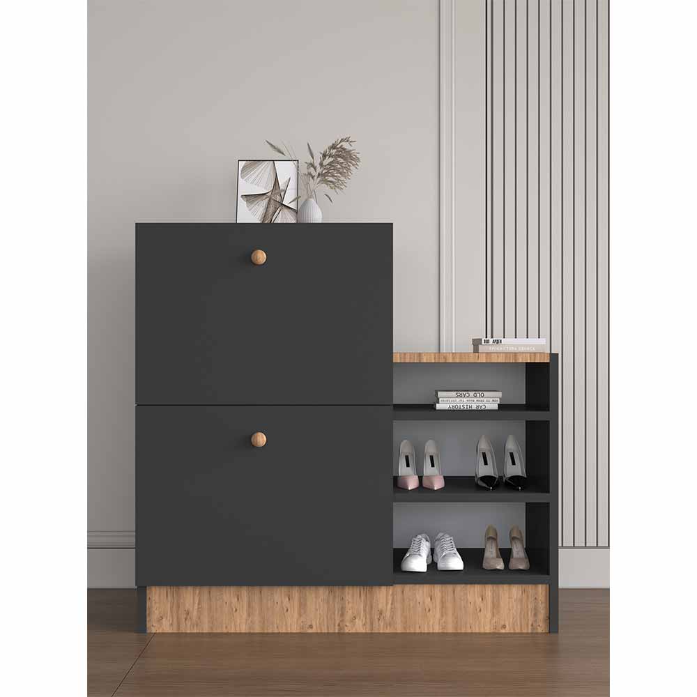 Bgr Ayakkabılık Rafli 2 Kapaklı Beyaz-Atlantik Çam 5741-Baç resmi