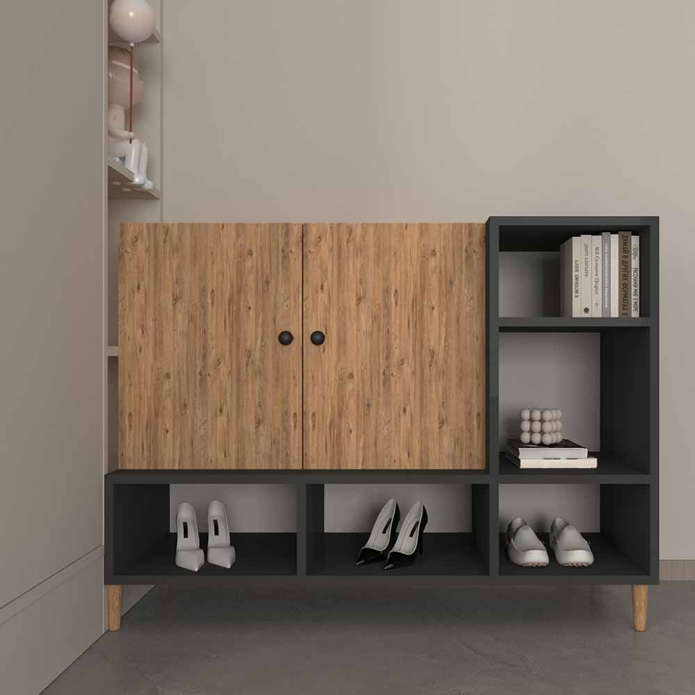 Bgr Ayakkabılık Çok Amaçlı Dolap Antrasit-Atlantik Çam 5738-Aaç resmi