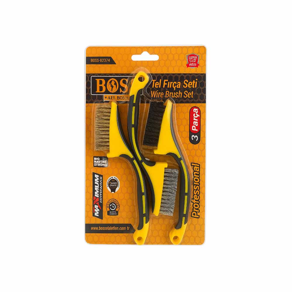 Boss Profesyonel Tel Fırça Seti 3 Parça 82374  resmi