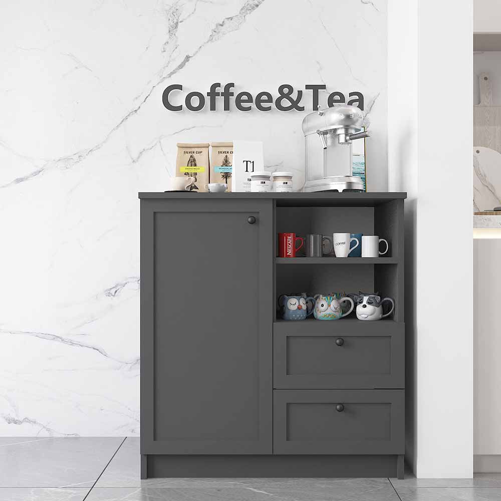 Bgr Kahve Köşesi Çok Amaçlı Dolap Antrasit 1800-A resmi