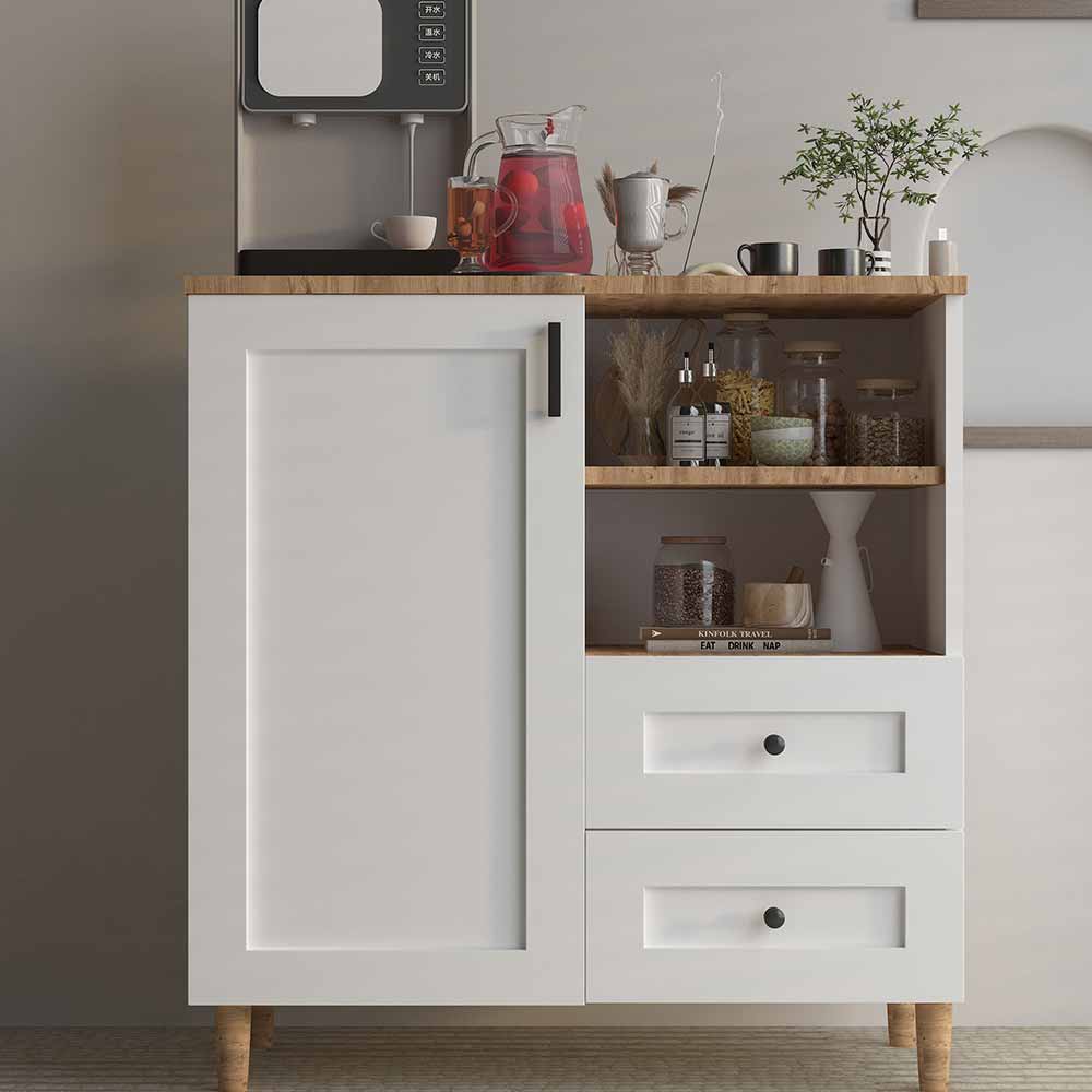 Bgr Kahve Köşesi Çok Amaçlı Dolap Beyaz-Safir Meşe 0888 resmi