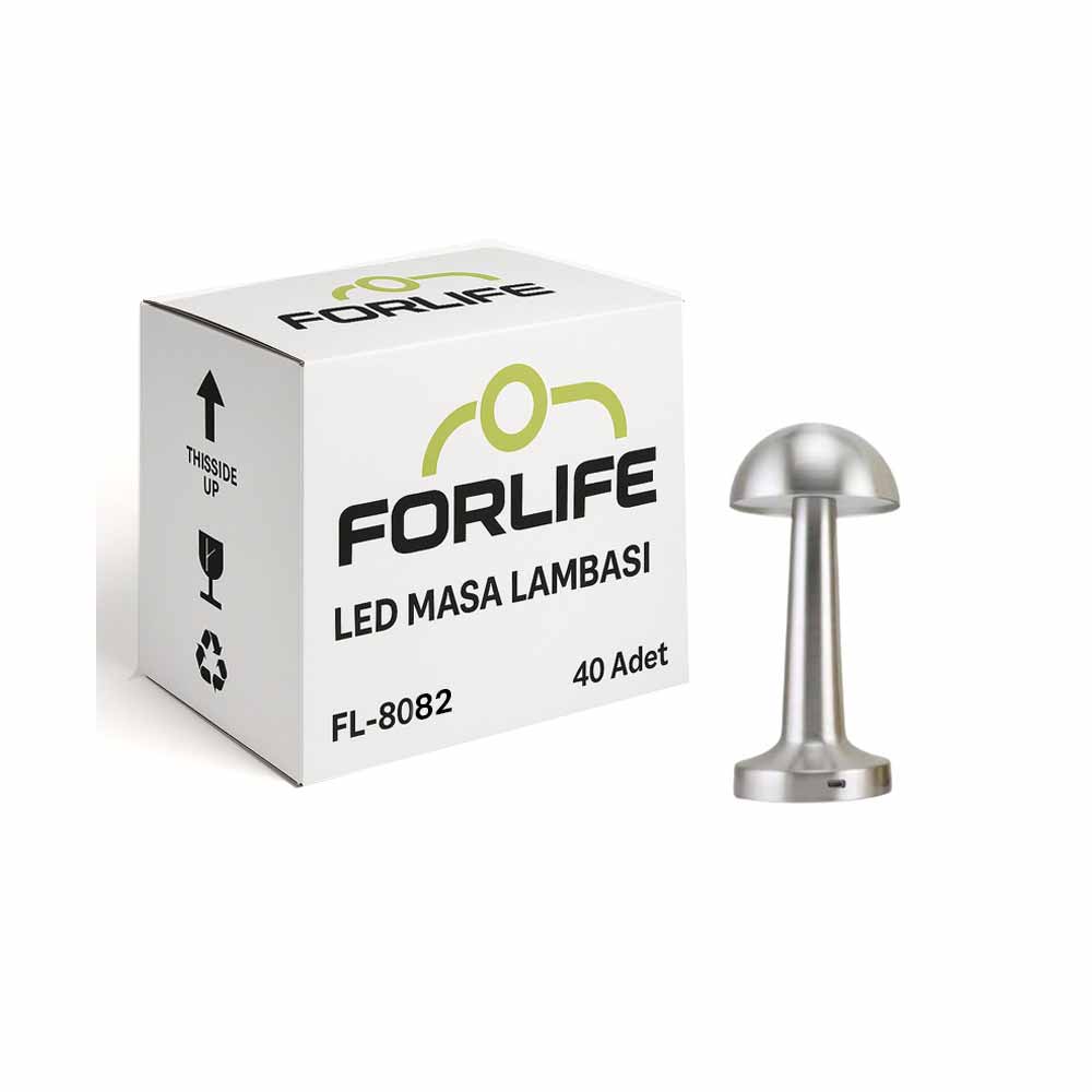 Forlife Dekoratif Şarjlı Led Masa Lambası Silver Fl-8082 40'Lı Koli resmi