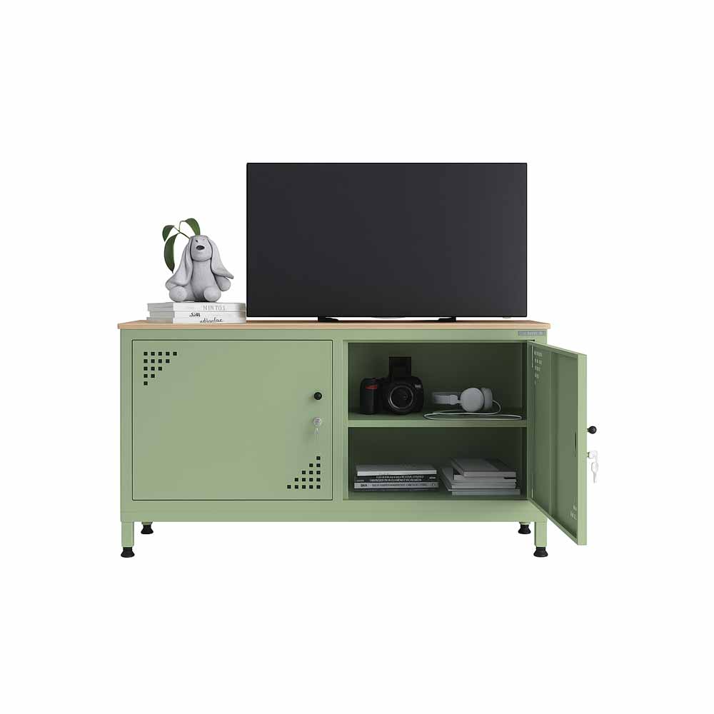 Usta Çelik Tv Sehpası Ahşap Tasarım Yeşil 120X40X70 Cm resmi