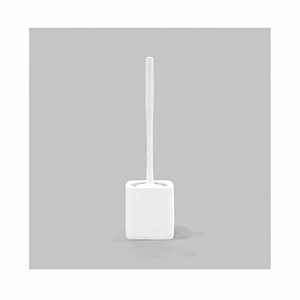 İnoks Wc Tuvalet Fırçası Silikonlu Beyaz resmi