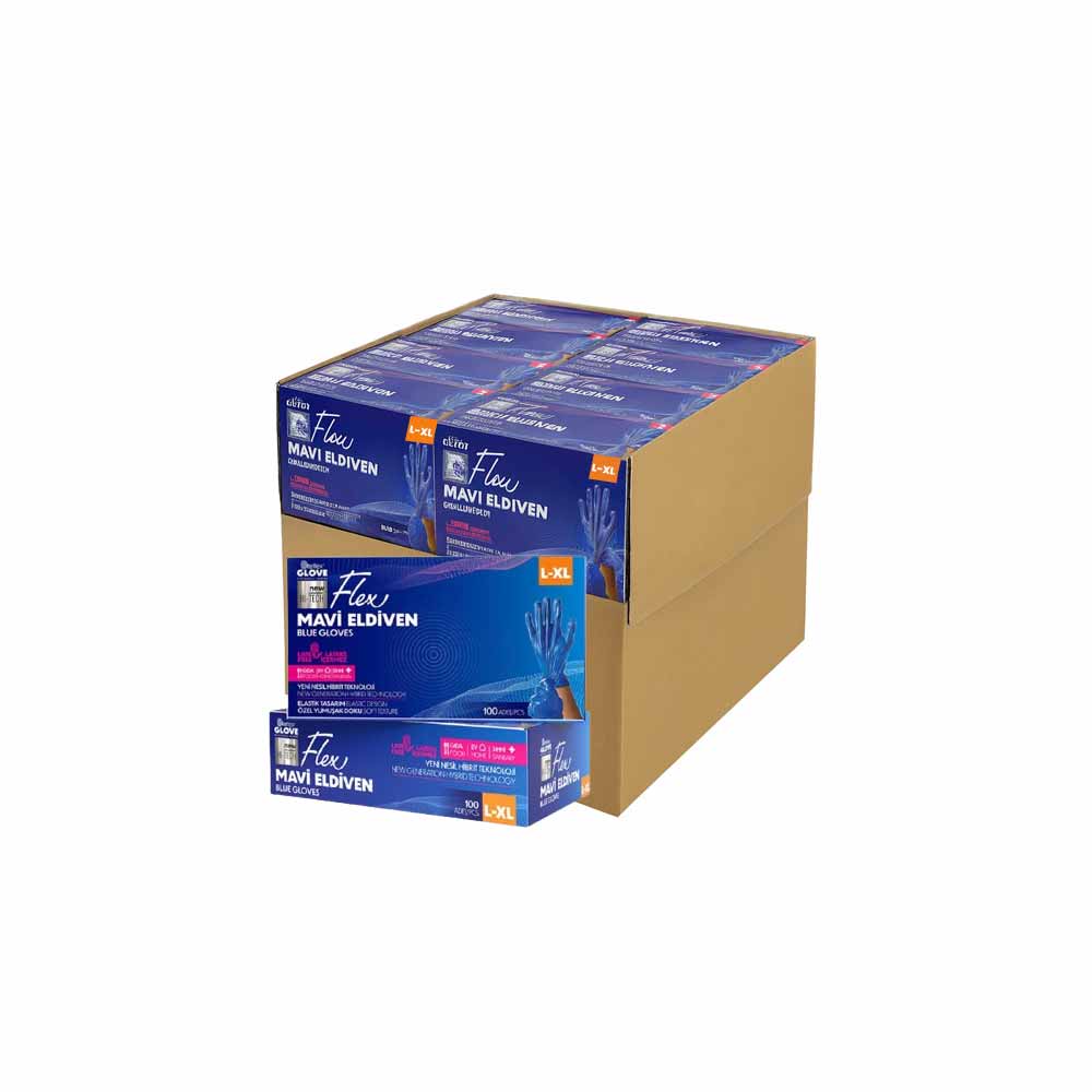 Reflex Flex Eldiven Mavi L-Xl Beden 100'Lü X 20 Paket resmi