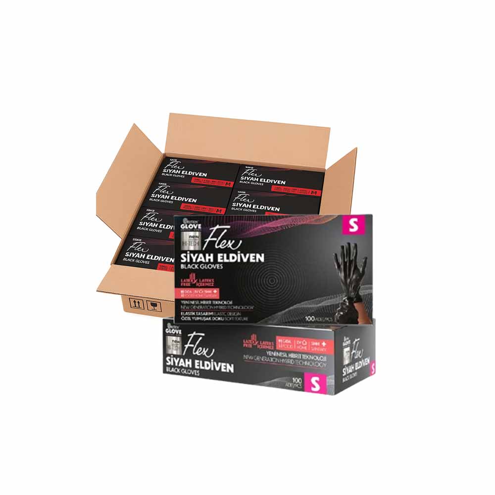 Reflex Flex Eldiven Siyah S Beden 100'Lü X 20 Paket resmi