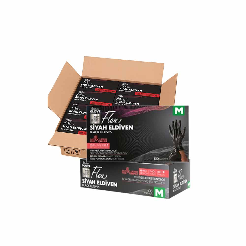 Reflex Flex Eldiven Siyah M Beden 100'Lü X 20 Paket resmi