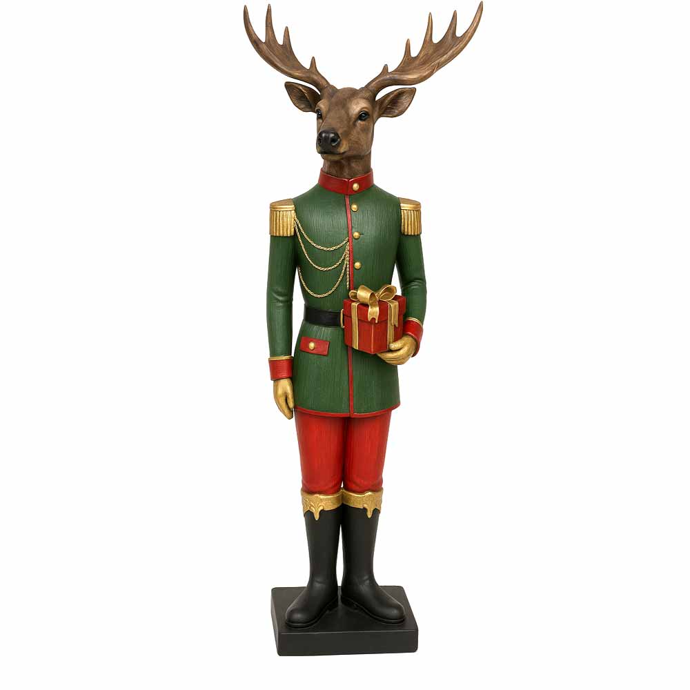 Süvari Yılbaşı Geyik Karşılama Heykeli Büyük Boy 135 Cm Moz-2 resmi