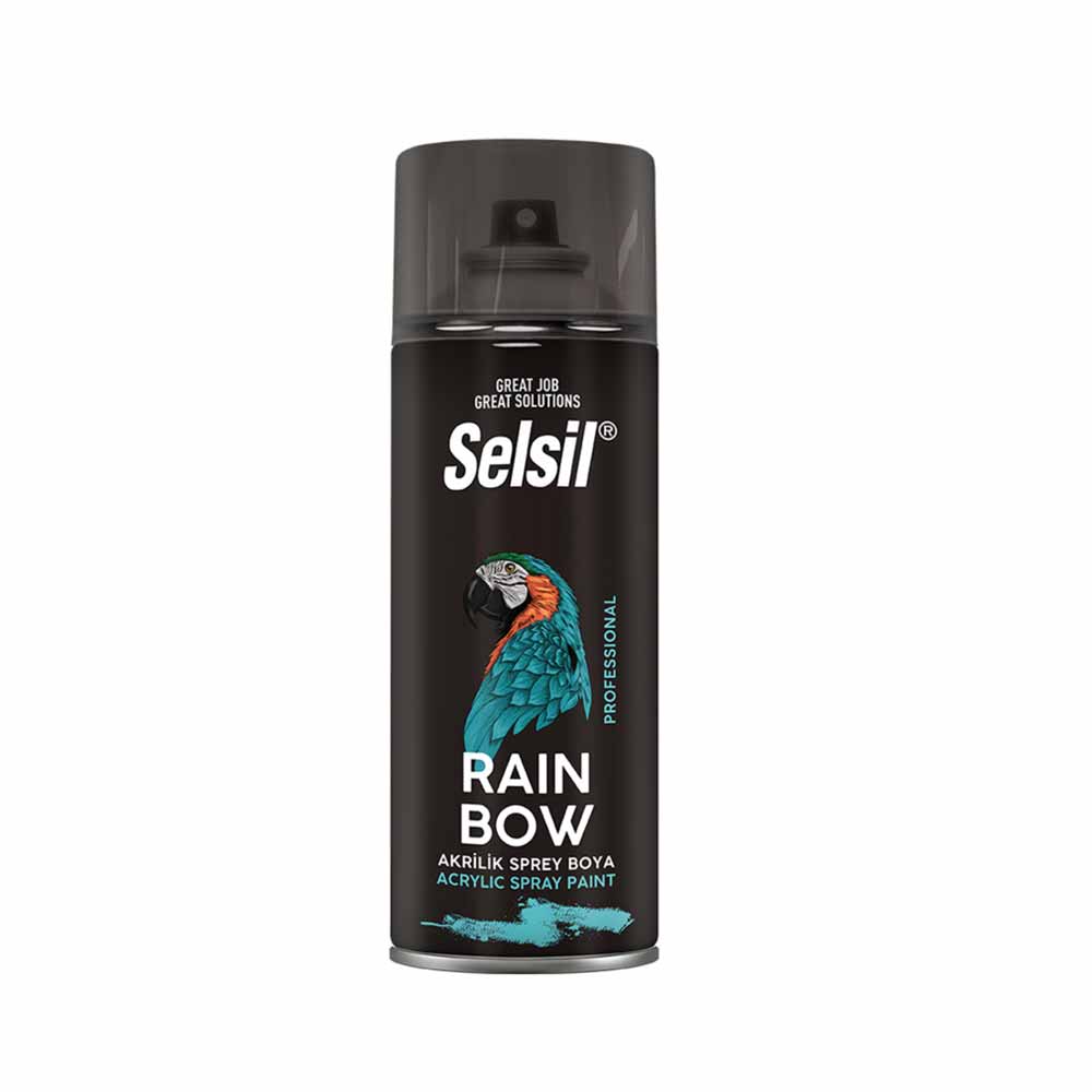 Selsil Rainbow Isıya Dayanıklı 200°C Akrilik Sprey Boya 400 Ml Gri Tab433 (Ral 9006) resmi