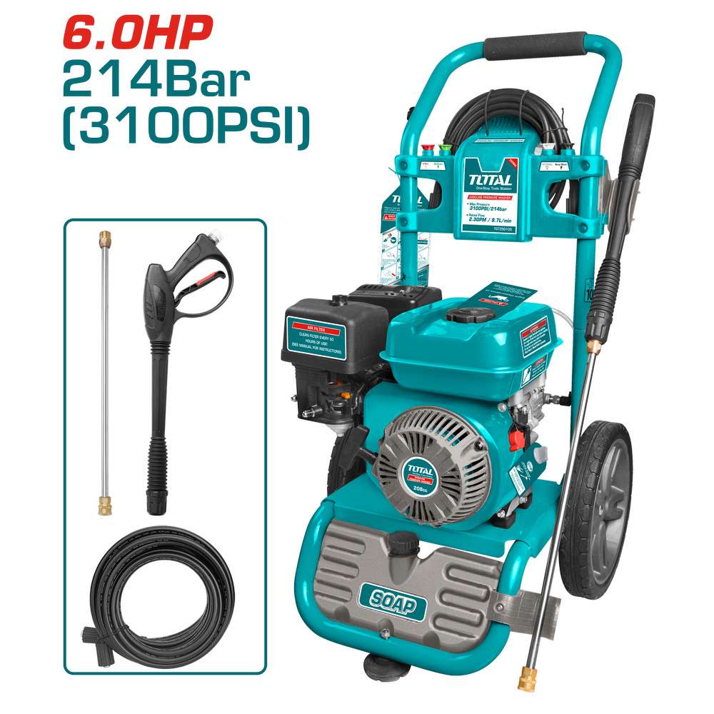 Total Benzinli Yüksek Basınçlı Yıkama Makinesi 6 Hp TGT250105E resmi