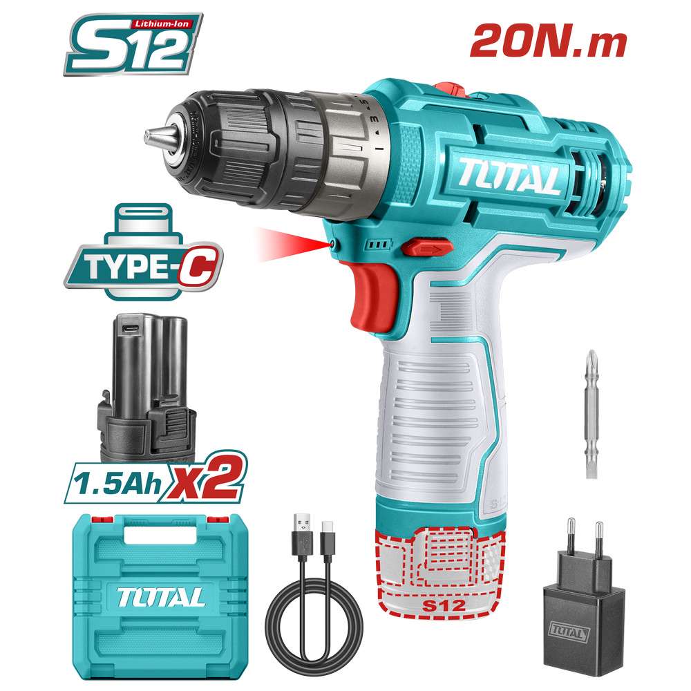 Total Akülü Matkap Vidalama 12V 2X1,5 Ah TDLI122028 resmi