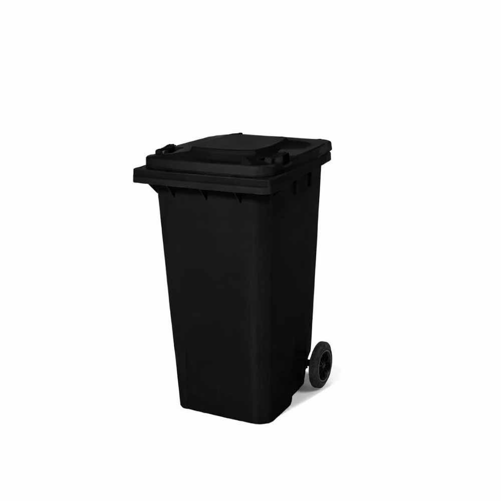 120 Lt Tekerlekli Çöp Konteyner Siyah Ctk-3003 resmi