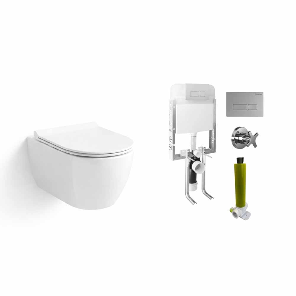 Turkuaz Cerastyle City Rimless Asma Klozet Ve Gömme Rezervuar Seti resmi