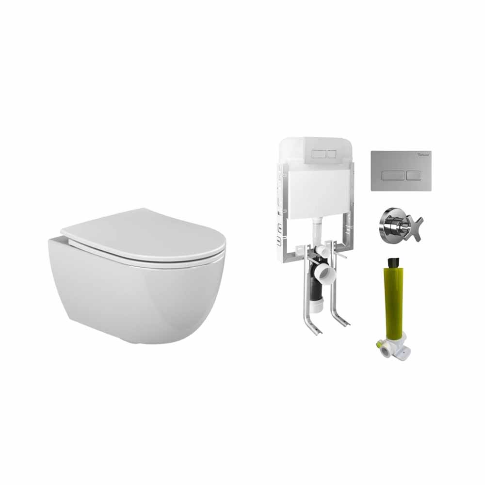 Turkuaz Cerastyle Bella Rimless Asma Klozet Ve Gömme Rezervuar Seti resmi